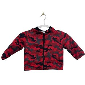 Kidgets Red, Gray & Black Camouflage Boy’s Hooded Zip Up Jacket - Like New - 2T